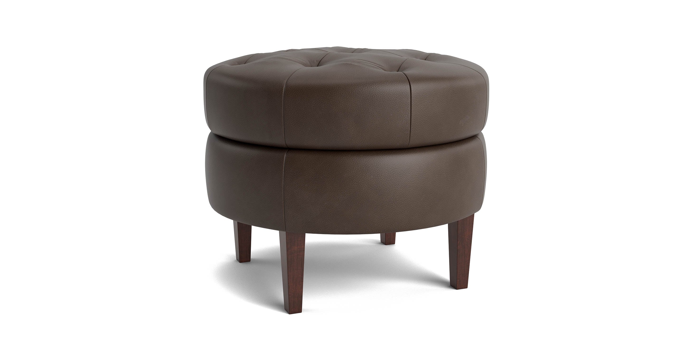 Delway Round Leather Ottoman