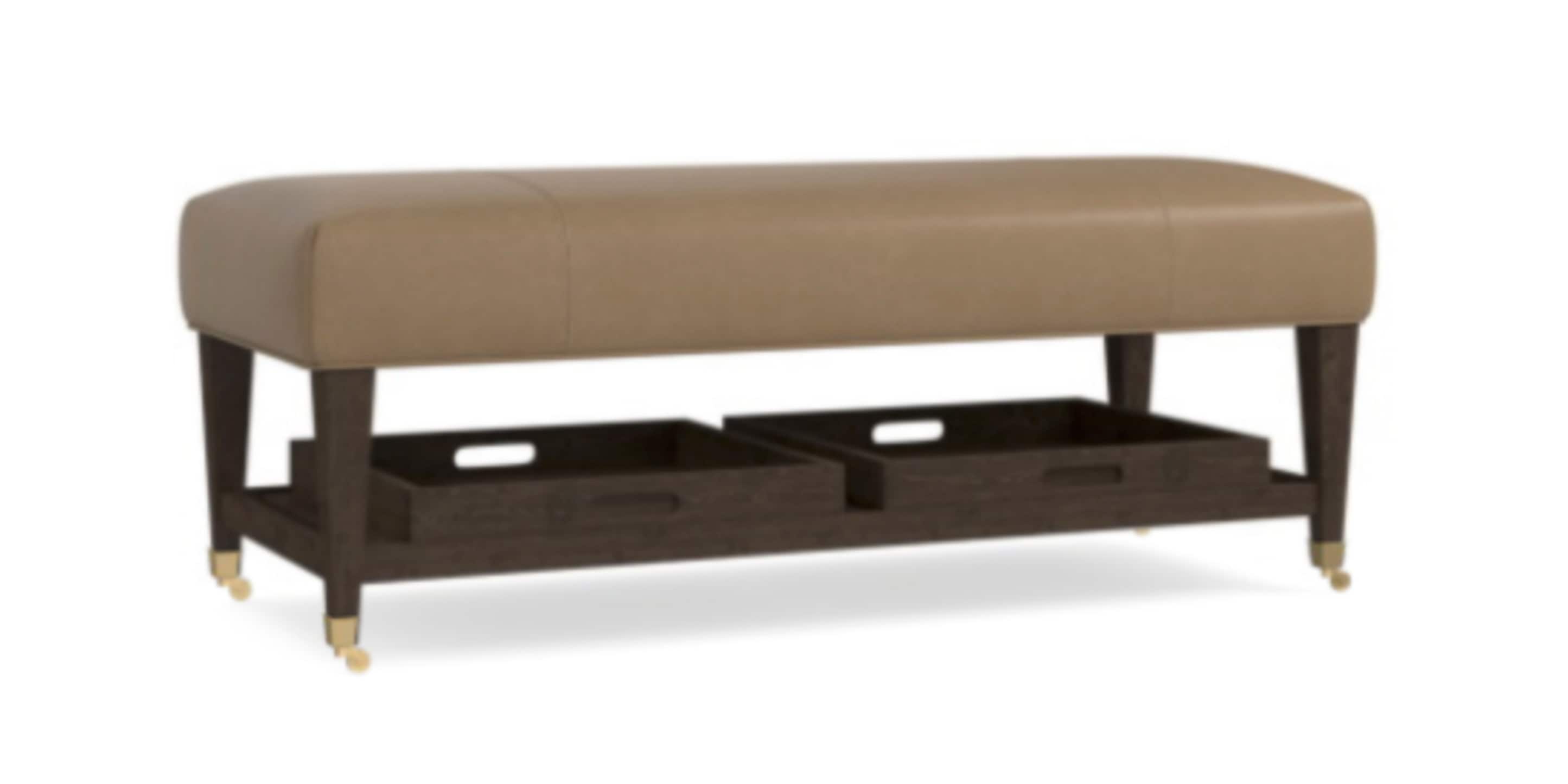 Kenly Leather Bench with Trays