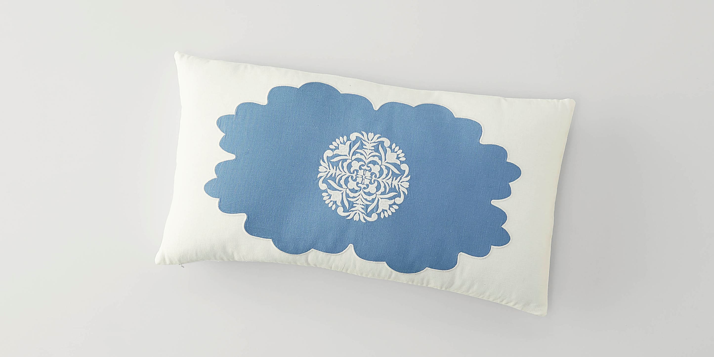 Augusta Ivory/Blue Pillow Cover + Insert
